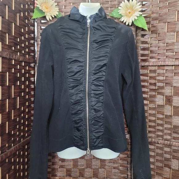 Adidas By Stella McCarthy Core Fleece Ruched Athletic Zip Jacket Medium Black - Picture 6 of 10